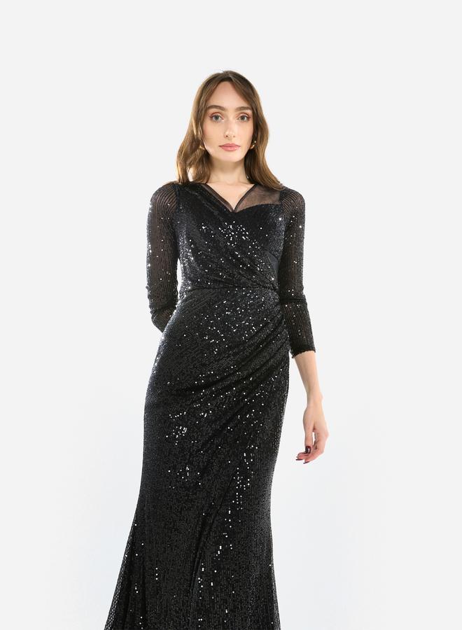 House of Moda Women Sequin Wrap Slit Maxi Dress - Image 4